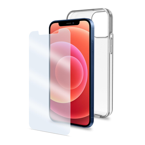 CELLY APPLE iPHONE 12 PRO MAX COVER IN TPU E PROTEGGI SCHERMO IN VETRO TEMPERATO TRASPARENTE